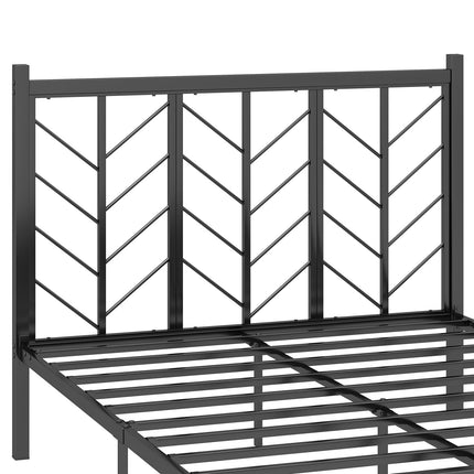 Queen Size Platform Bed with Headboard and Metal Frame