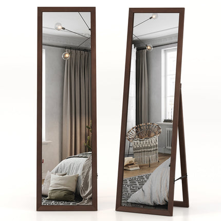 Full Length Mirror with Stand and Solid Wood Frame