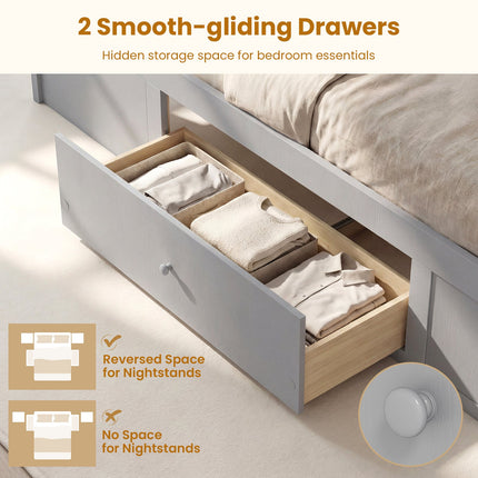 Full Size Rattan Bed Frame with Storage Drawers