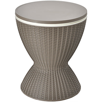 3 in 1 8 Gallon Patio Rattan Cooler Bar Table with Adjust Ice Bucket-Black