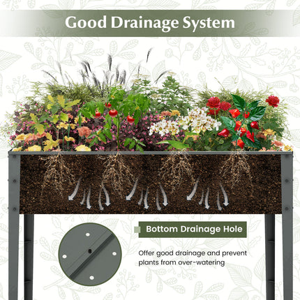 Galvanized Raised Garden Bed Elevated Planter Box with Legs and Drainage Hole