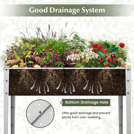 Galvanized Raised Garden Bed Elevated Planter Box with Legs and Drainage Hole