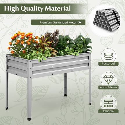Galvanized Raised Garden Bed Elevated Planter Box with Legs and Drainage Hole