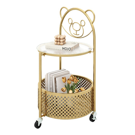 Modern Sofa Side Table on Lockable Wheels for Living Room Bedroom Study