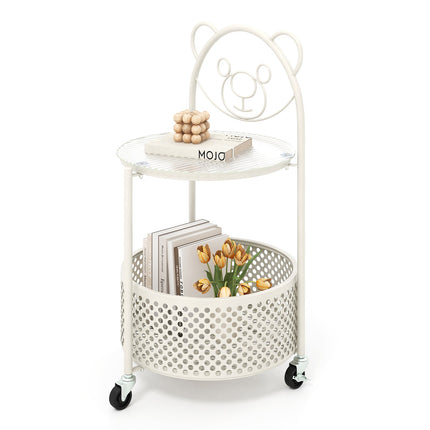 Modern Sofa Side Table on Lockable Wheels for Living Room Bedroom Study
