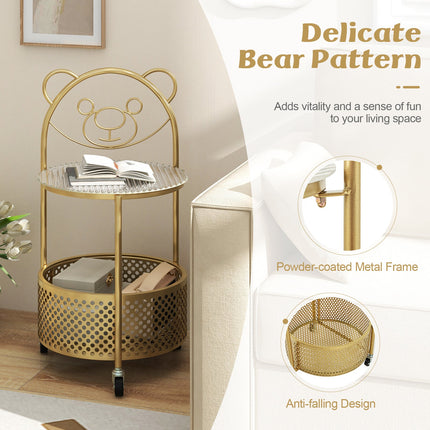 Modern Sofa Side Table on Lockable Wheels for Living Room Bedroom Study