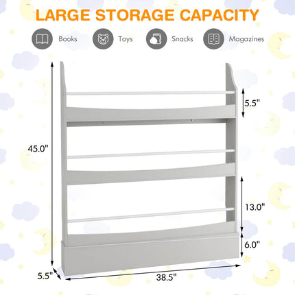 3-Tier Bookshelf with 2 Anti-Tipping Kits for Books and Magazines