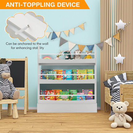 3-Tier Bookshelf with 2 Anti-Tipping Kits for Books and Magazines