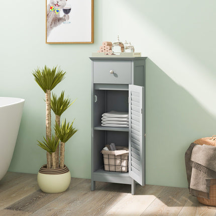 Woodern Bathroom Floor Storage Cabinet with Drawer and Shutter Door