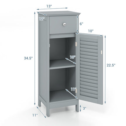 Woodern Bathroom Floor Storage Cabinet with Drawer and Shutter Door