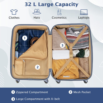 Hardside Luggage with Spinner Wheels with TSA Lock and Height Adjustable Handle