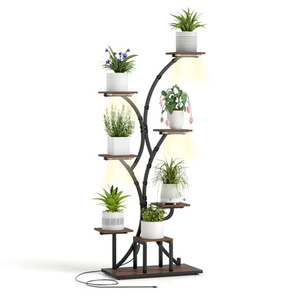 Indoor Plant Stand with Grow Lights 58" Tall 8-Tier Corner Metal Plant Shelf