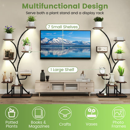 Indoor Plant Stand with Grow Lights 58" Tall 8-Tier Corner Metal Plant Shelf