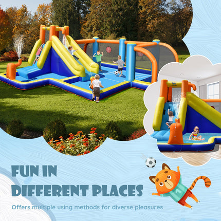 Giant Soccer Themed Inflatable Water Slide Bouncer with Splash Pool without Blower