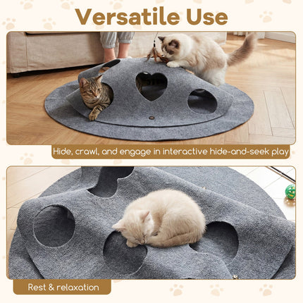 Interactive Foldable Cat Tunnel for Indoor Cats 40‚Äù Round Large Enrichment Play Felt Mat