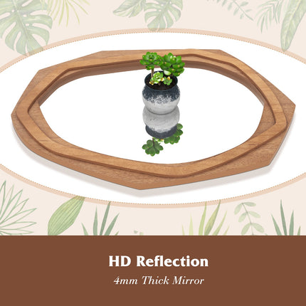 Large Water Proof Irregular Framed Decoration Wall Mirror with Expansion Screws-Natural