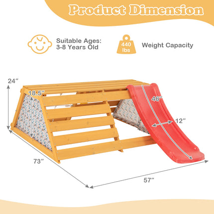 5-in-1 Jungle Gym Wooden Indoor Playground with Slide Rock Climbing Wall Rope Wall Climber