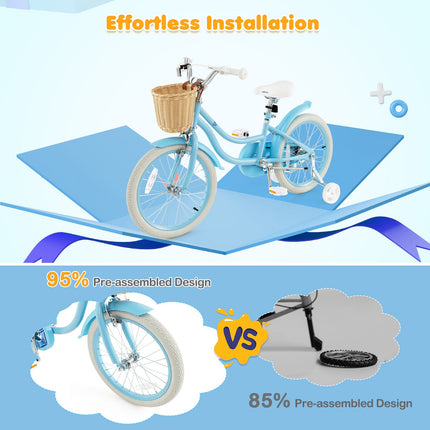 18-Inch Kids Bike with Training Wheels and Adjustable Handlebar Seat