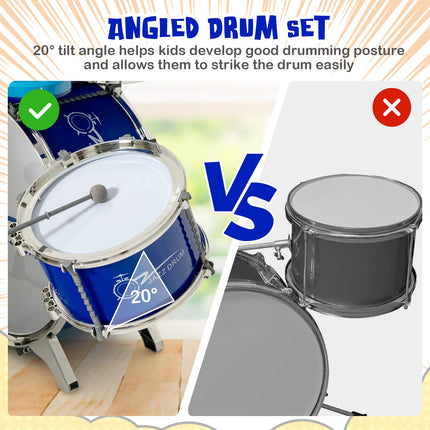Kids Jazz Drum Keyboard Set with Stool and Microphone Stand