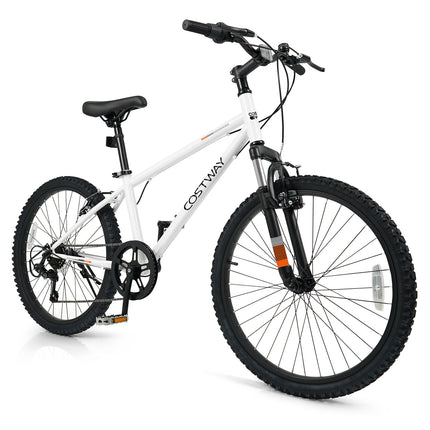 Kids Mountain Bike 20 24 Inch Child Bicycle for Boys Girls Aged 8+ Years Old White