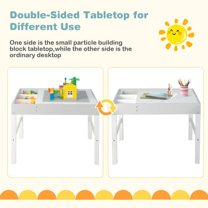 3 in 1 Wooden Kids Table with Storage and Double-Sided Tabletop-White