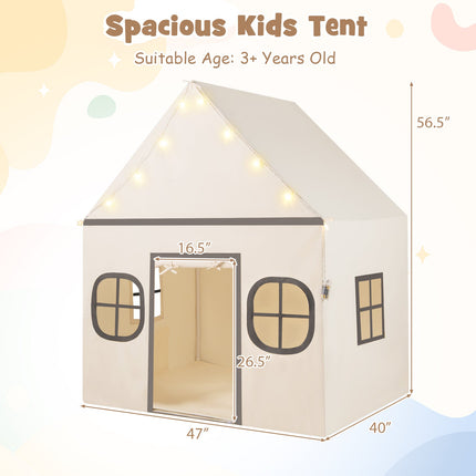 Kids Play Tent Large Playhouse with Door Curtain and Windows Star Lights