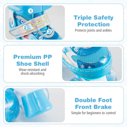 Kids Roller Skates 4 Sizes Adjustable with Light-up Wheels for Toddler Aged 5-7 (S)