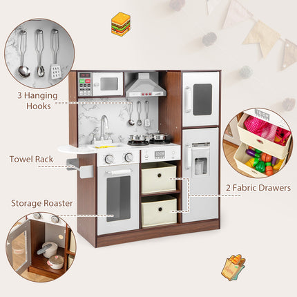 Kids Modern Toy Kitchen Playset with Attractive Lights and Sounds-Coffee