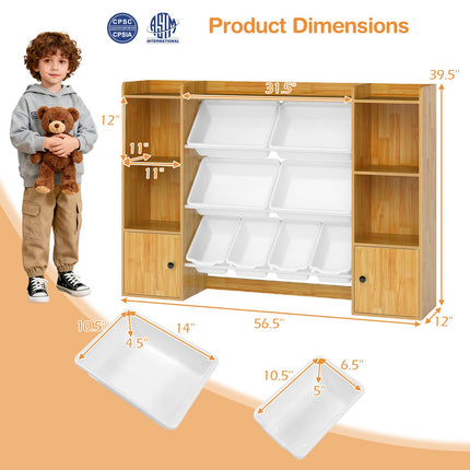 Kids Toy Storage and Bookshelf with Boxes and Open Shelves
