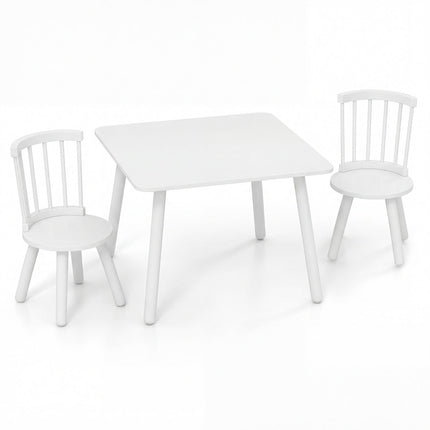 Kids Wooden Table and Chairs Set 3-Piece Toddler Furniture with Pine Wood Frame