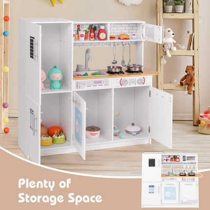 Toddler Pretend Play Kitchen Toy with Stove for 3+ Boys and Girls-White