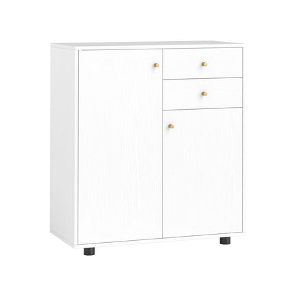 Kitchen Sideboard Buffet Cabinet Coffee Bar Cabinet with 2 Drawers 2 Doors and 3 Adjustable Shelves-White