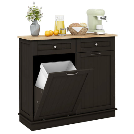 Kitchen Tilt Out Trash Cabinet with 2 Drawers and Adjustable Shelf