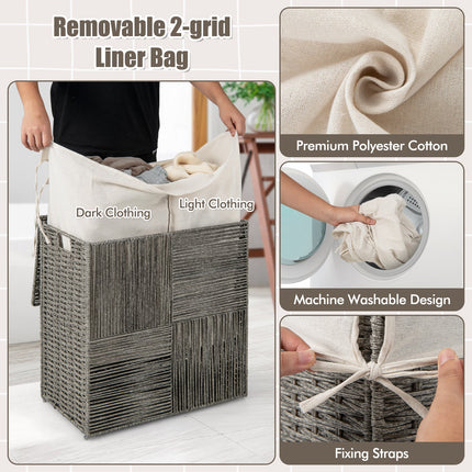 29 Gallons Laundry Hamper with Convenient Handles and Removable Liner Bag-Gray