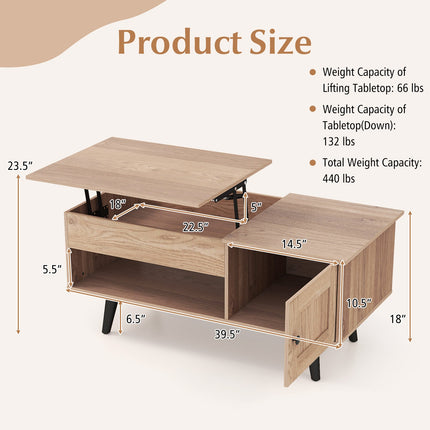 Lift Top Coffee Table with Storage and Hidden Compartment