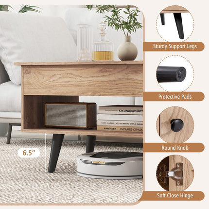 Lift Top Coffee Table with Storage and Hidden Compartment
