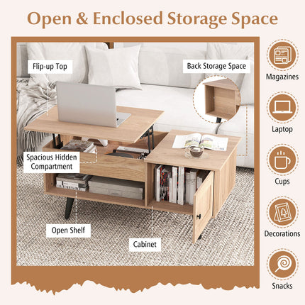 Lift Top Coffee Table with Storage and Hidden Compartment