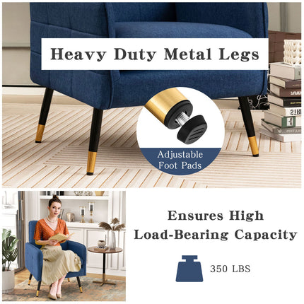 Linen Fabric Accent Chair with Removable Seat Cushion