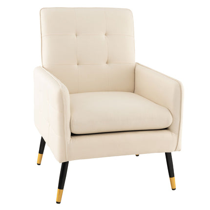 Linen Fabric Accent Chair with Removable Seat Cushion