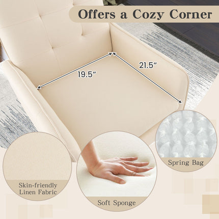 Linen Fabric Accent Chair with Removable Seat Cushion