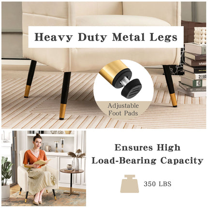 Linen Fabric Accent Chair with Removable Seat Cushion