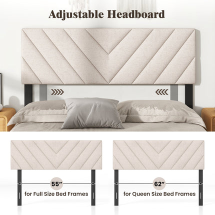 Linen Upholstered Headboard for Full and Queen Size Bed Frames