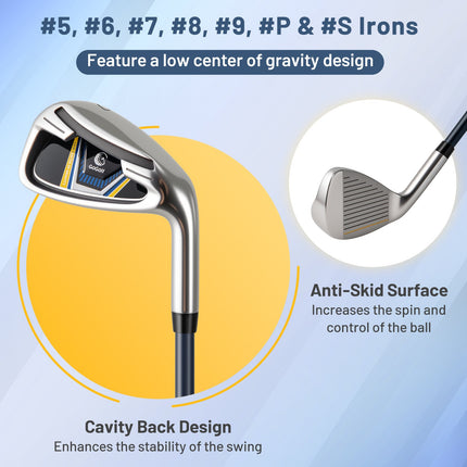 Men's Complete Golf Clubs and Bag Set Right Handed-Yellow