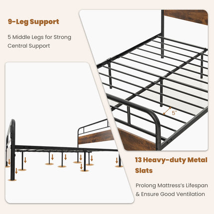 Twin/Full/Queen Size Bed Frame with Industrial Headboard