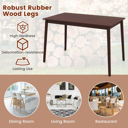 48 Inches Mid Century Dining Table for 4 with Rubber Wood Legs-Brown