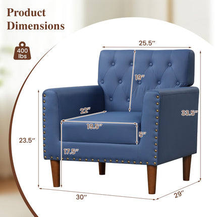 Mid Century Modern Accent Chair with Button Tufted Decoration and Rivets