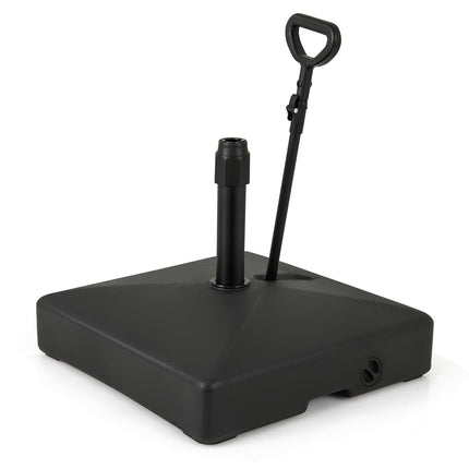 Mobile Patio Umbrella Base Water Sand Fillable Market Table Umbrella Stand with 3 Wheels-Black