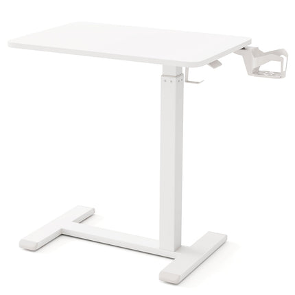 Mobile Standing Desk Height Adjustable Overbed Bedside Table with Cup Holder