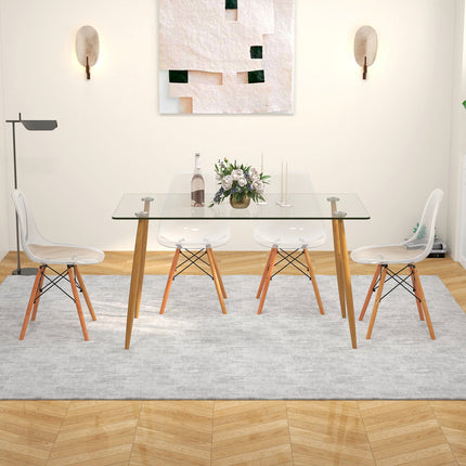 5 Pieces Rectangle Dining Table Set with 51 Inch Glass Tabletop
