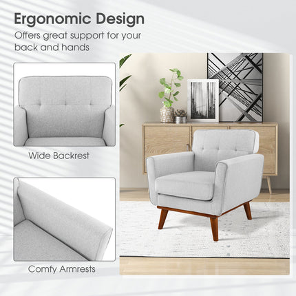 Modern Accent Chair Upholstered Linen Fabric Armchair with Removable Padded Seat Cushion